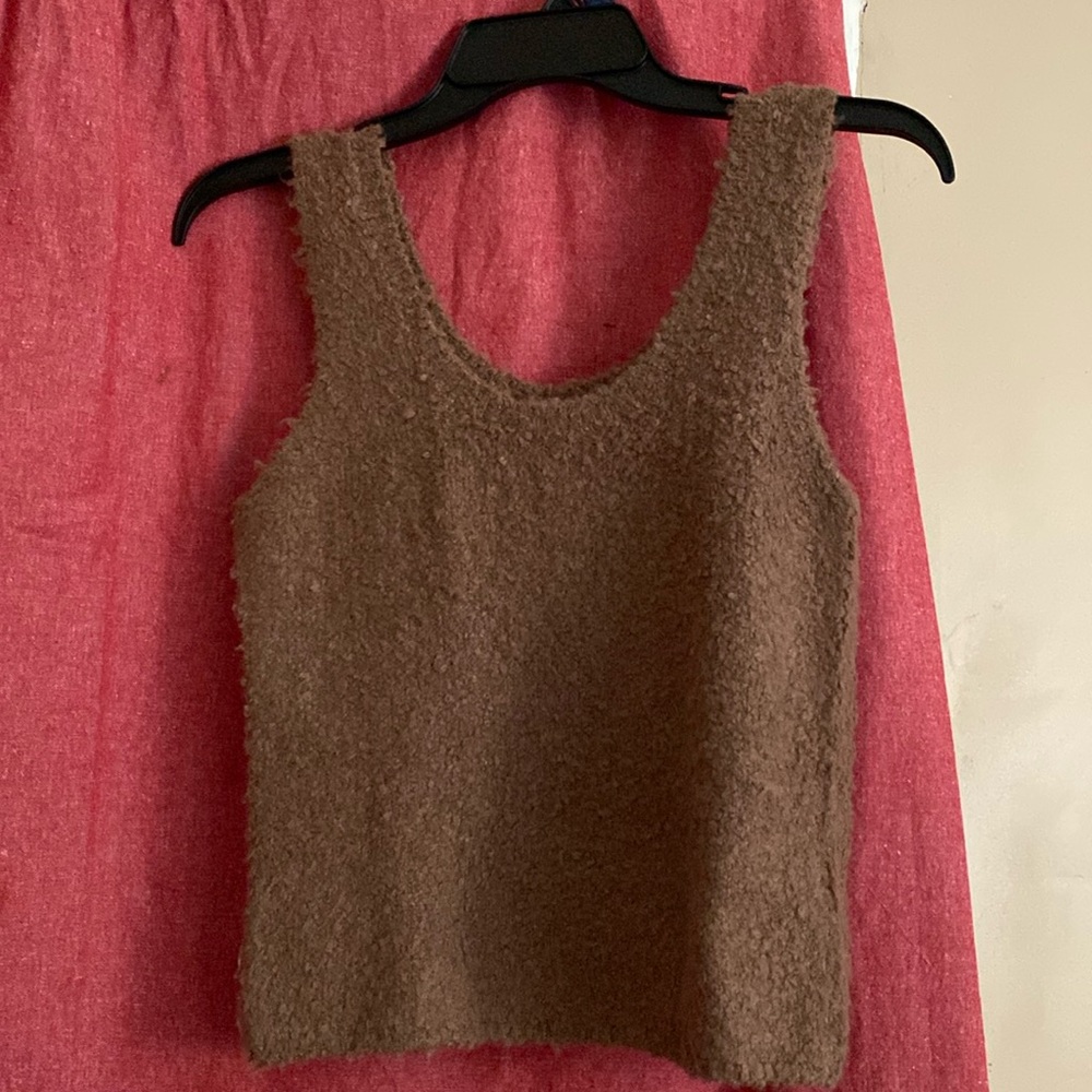 Pink Rose brown Tank Top